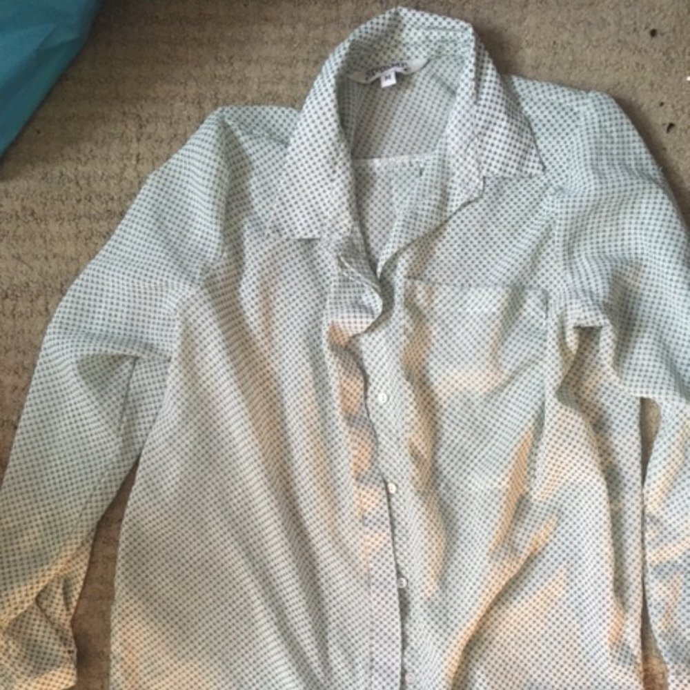 Tramp Medium Sheer Lightweight Ditsy Floral Button Down Blouse Cottage Core